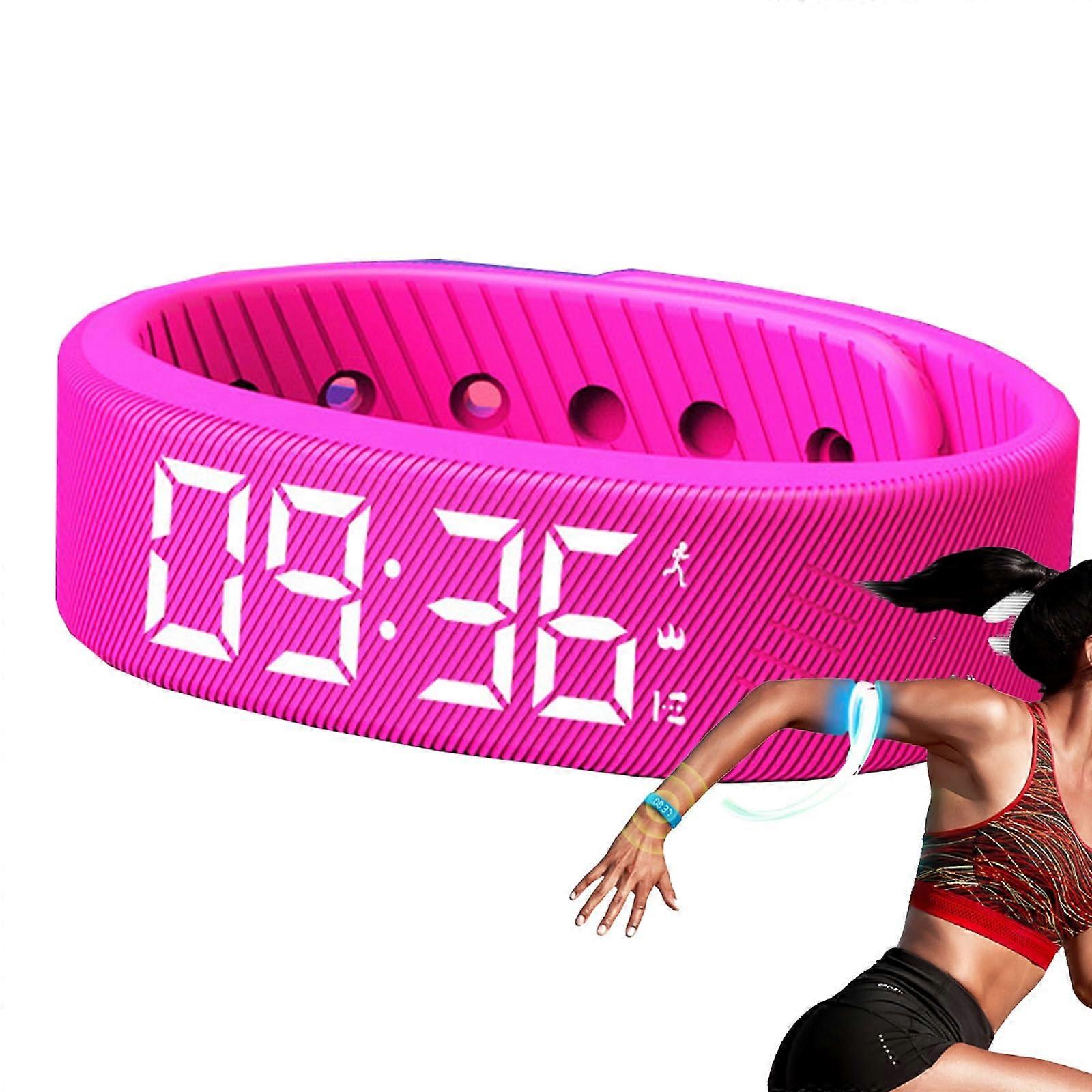 Alarm Clock Wristband with Strong Silent Vibration for Heavy Sleepers, Waterproof Smart WakeUp Watch for Men and Women (Pink)