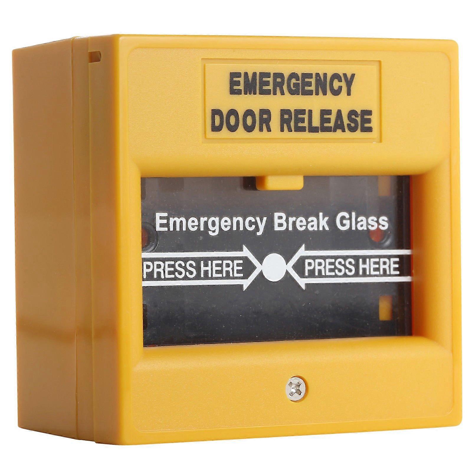 Wired Fireproof Emergency Break Glass Door Release Button for Fire Exit Security Yellow