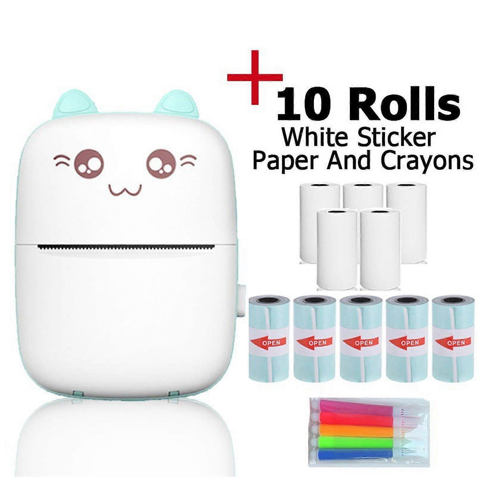 Mini Photo Printer, Portable Thermal Printer with 10 Rolls, Bluetooth Wireless Compatible with iOS Android APP (Blue)