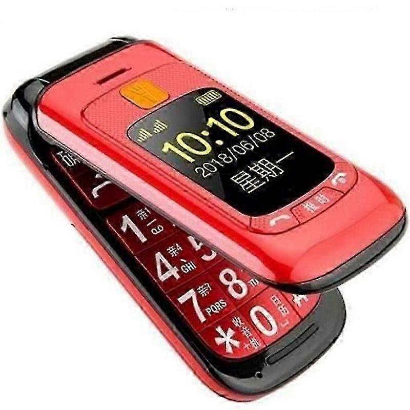 هاتف محمول كبير بأزرار كبيرة بتصميم صدفي - شاشة LCD مزدوجة - نغمة رنين ومستوى صوت بصوت عال للغاية - زر SOS