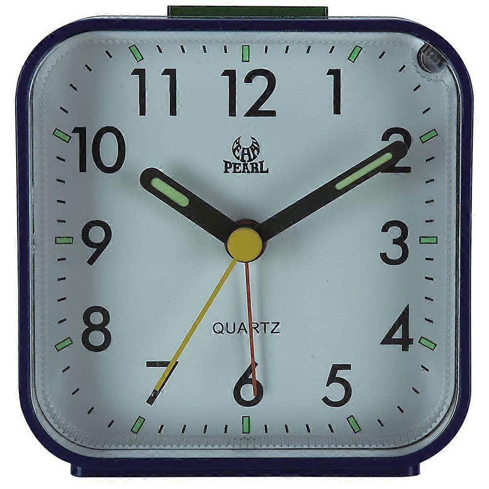 QIFEI Small Battery Operated Analog Alarm Clock Silent Non Ticking, Ascending Beep Sounds, Snooze,Light Functions, Easy Set Blue