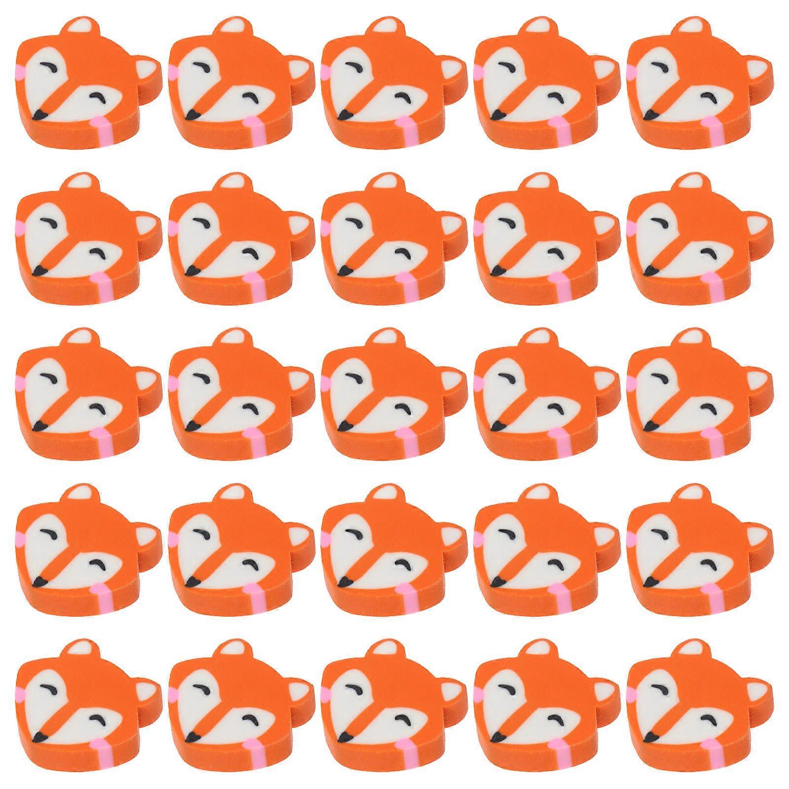 50pcs Portable Orange TPR Erasers for Students with Adorable Cartoon Design Practical for