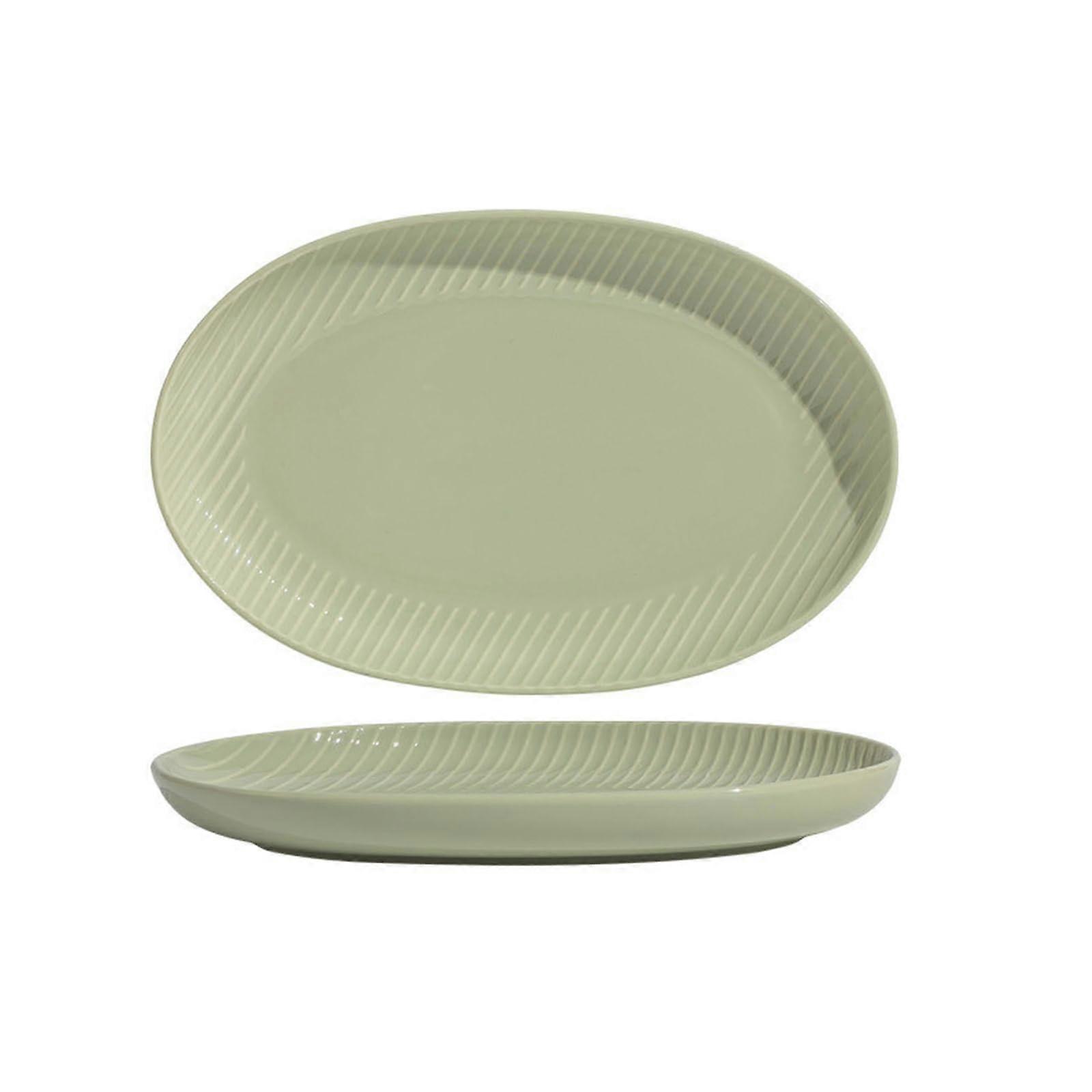 12 Inch Ceramic Dinner Plate Fish Serving Platter Light Green Microwave Dishwasher Safe