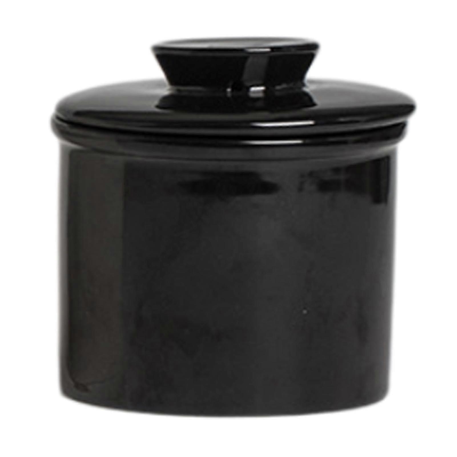 Butter Crock with Lid Ceramic French Style Butter Keeper Water Seal Jar Black Keeps Butter Spreadable