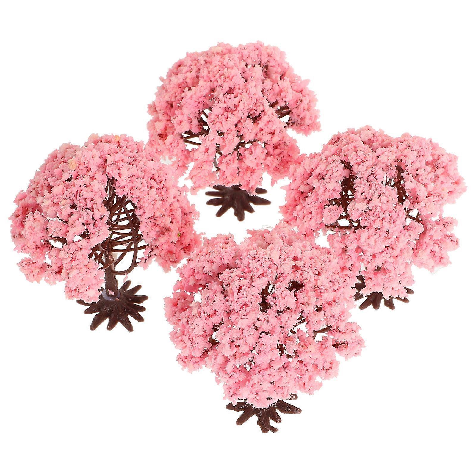 Miniature Cherry Blossom Tree Simulation Tree Model for Decoration 4Pcs