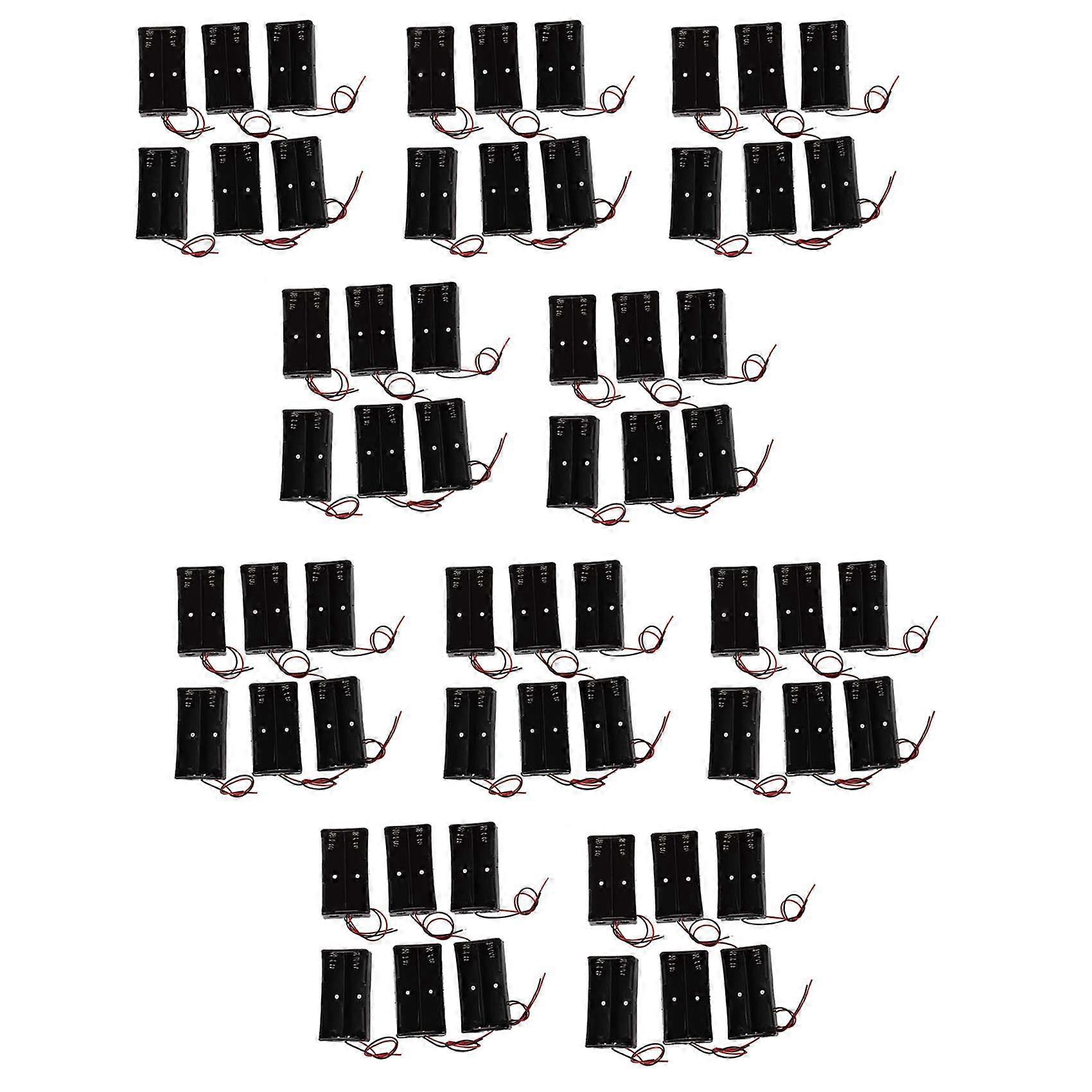 60 Pcs Black Plastic 2 X3.7V 18650 Type Battery Holder Box Case