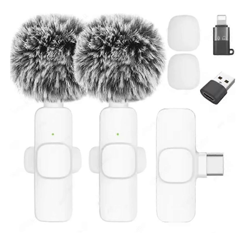 Wireless Lavalier Microphone Portable Audio Video Recording Mini Microphone for Android Camera Live Gaming Phone