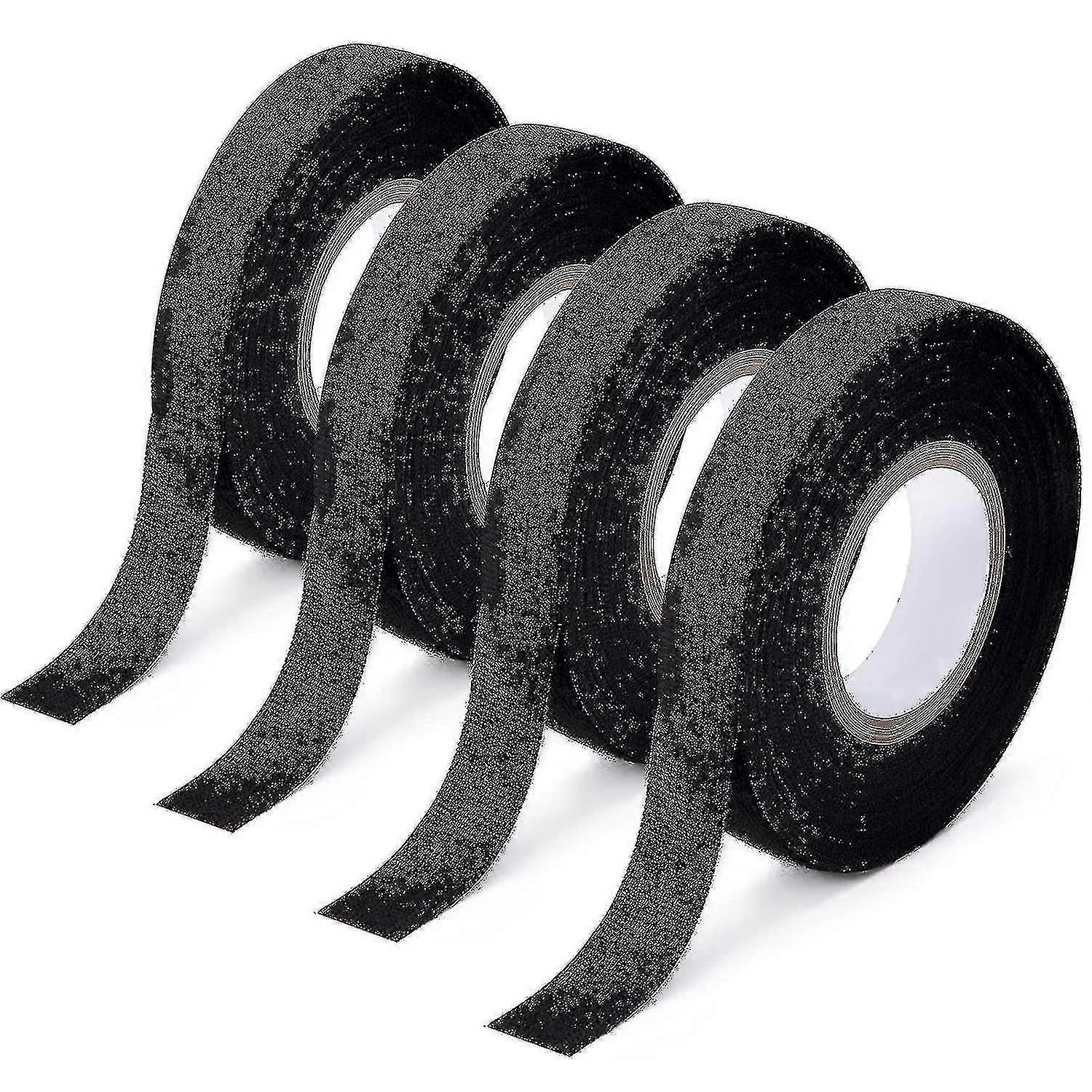 شريط عازل أسود ، 4 قطع 15 مم × 15 م شريط منسوج شريط لاصق مقاوم للماء لتسخير الأسلاك الشريط الكهربائي