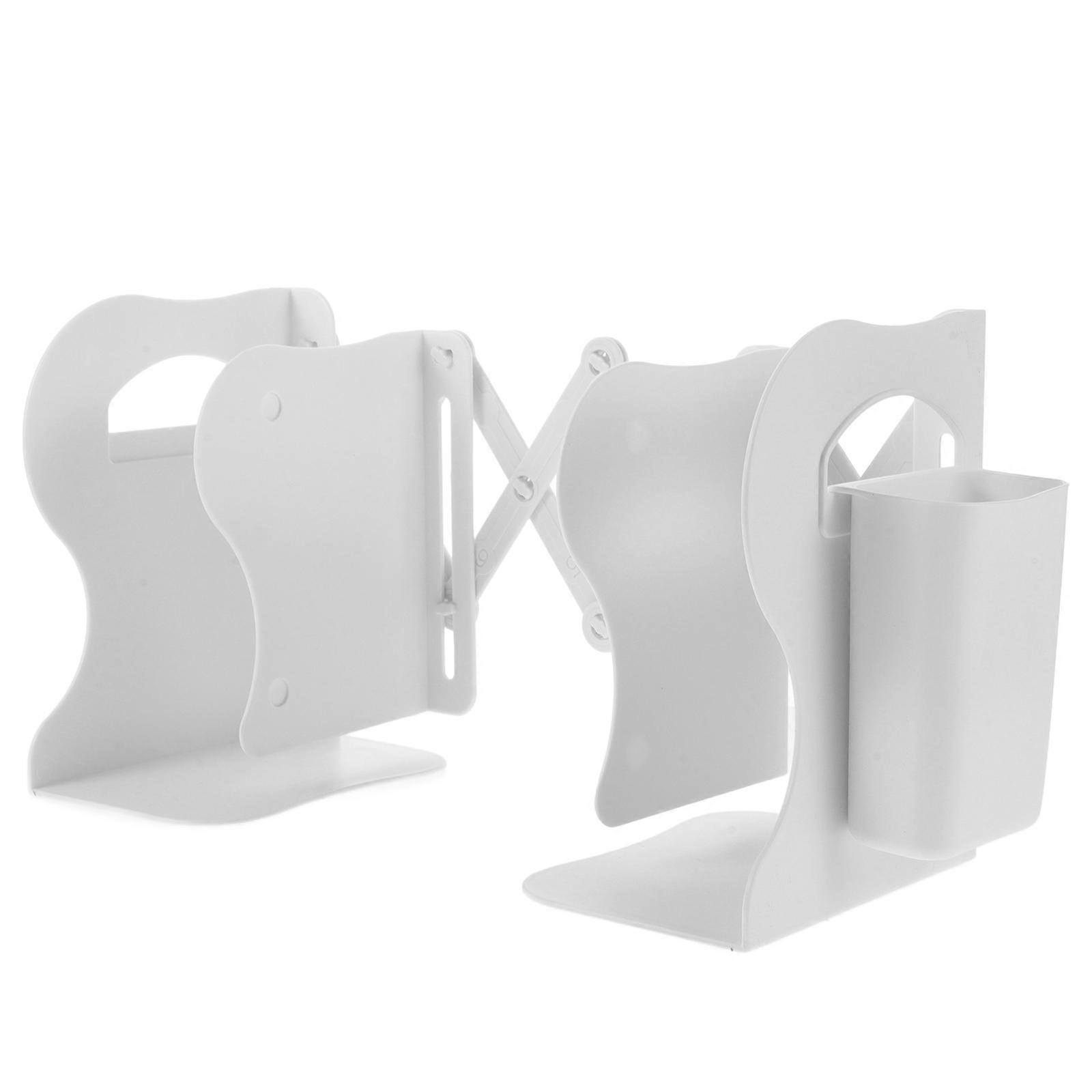 Plastic Adjustable Bookends with Pen Holder for Desk