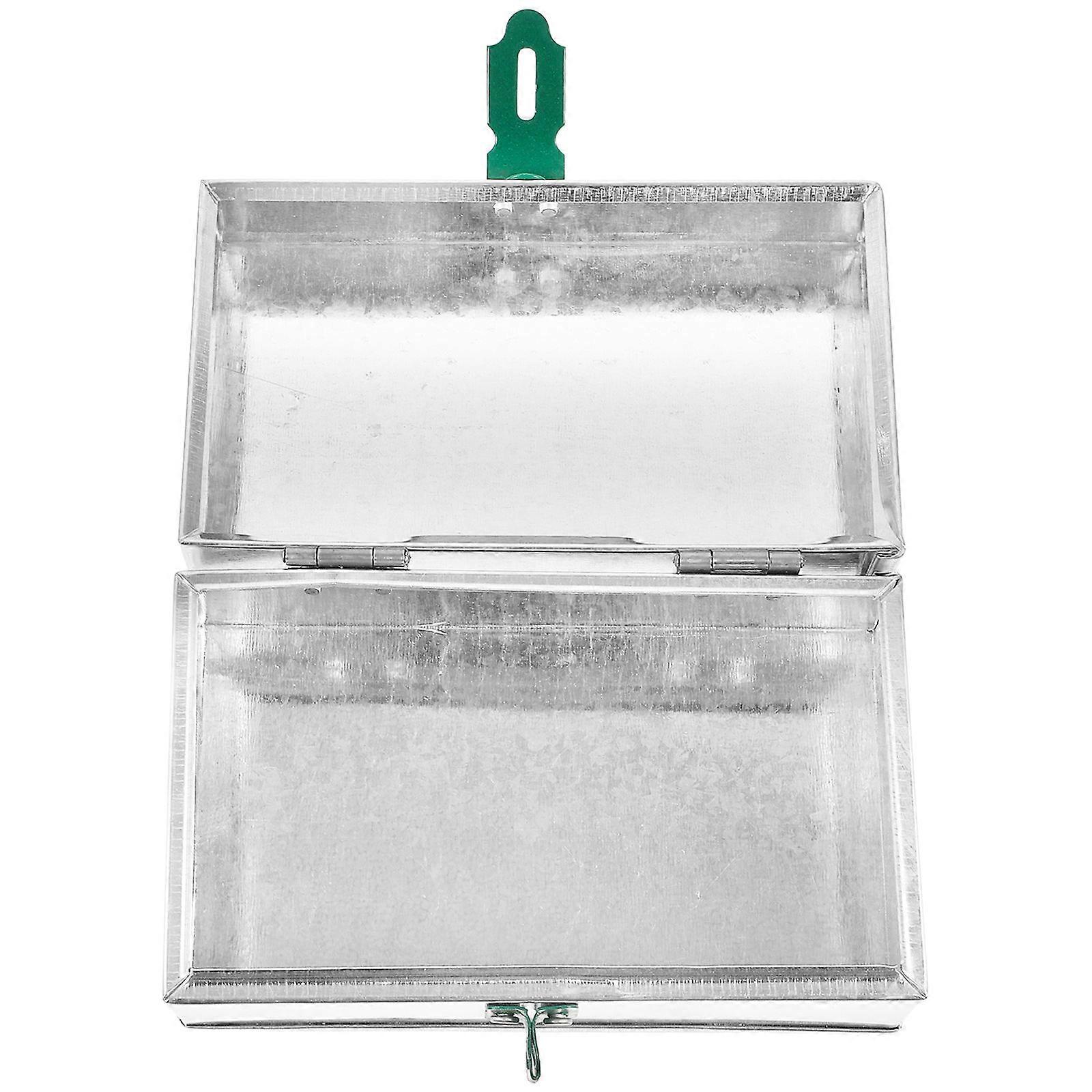 Silver Iron Hard Shell Tool Storage Case with Lockable Buckle for Home and Garden Use 14.5 x 8 x 6.5 Inches