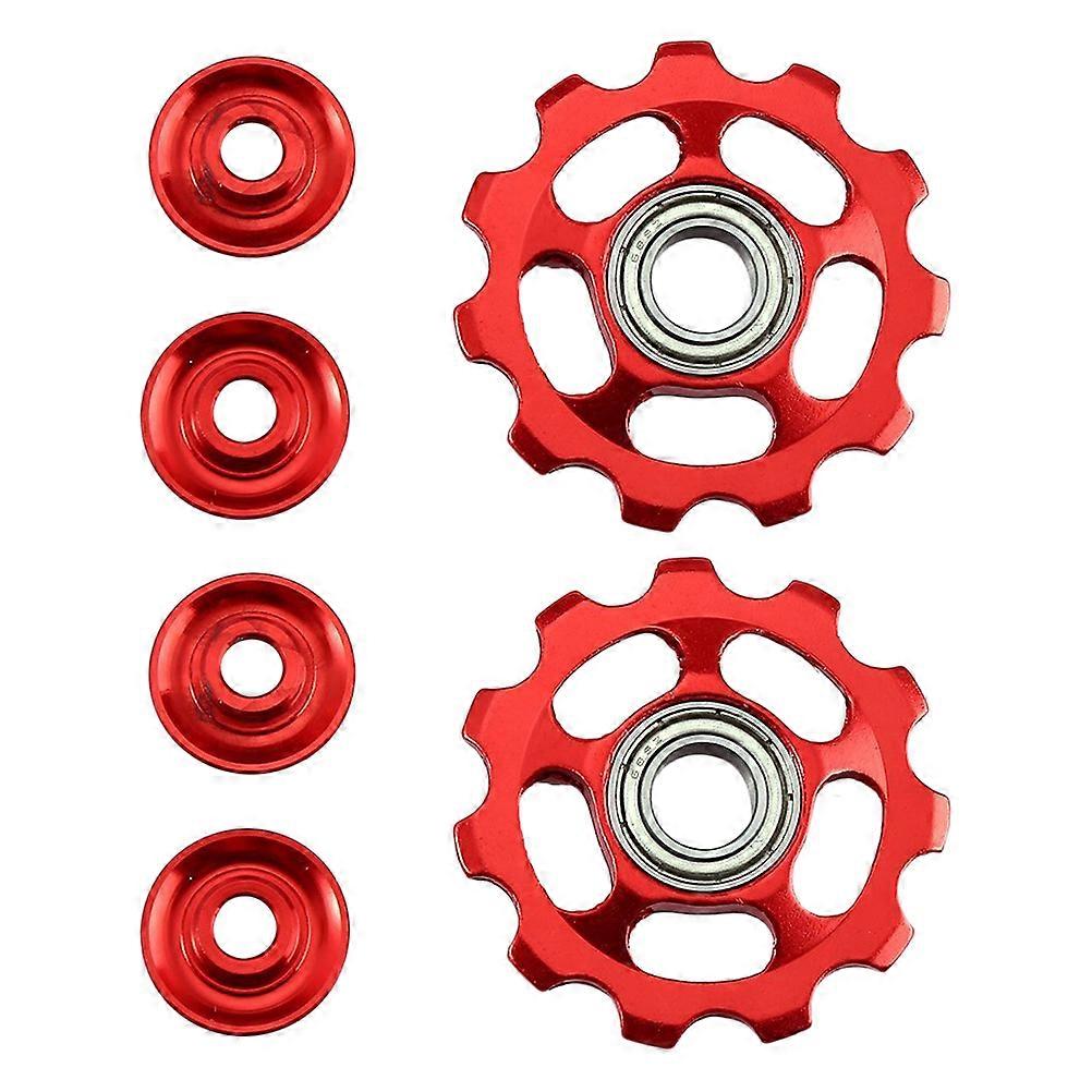 2 قطع سبائك الألومنيوم عجلة الدراجة الخلفية Derailleur بكرة 11T ل (أحمر)