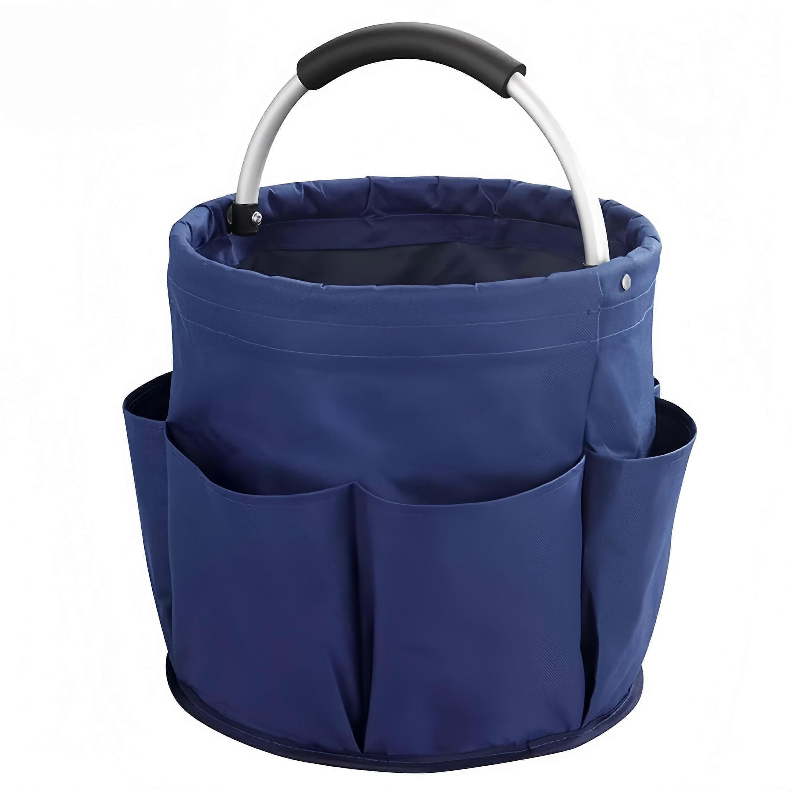 Cleaning Supply Caddy 17L Foldable Tool Bag Organizer Basket for Towels and Household Storage (Blue)