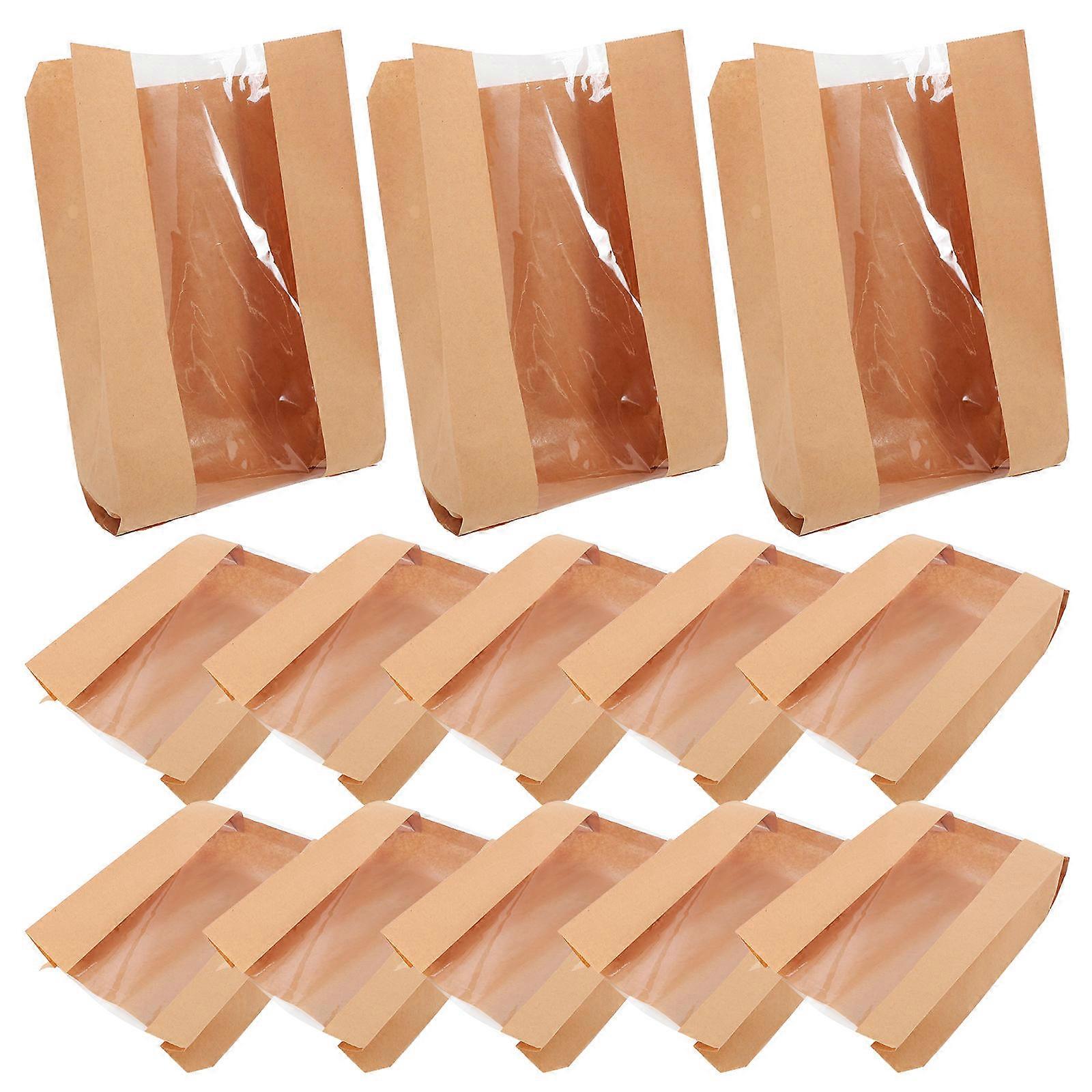 Bakery Bags With Window Rectangular Laminated Paper For Food Storage 50Pcs