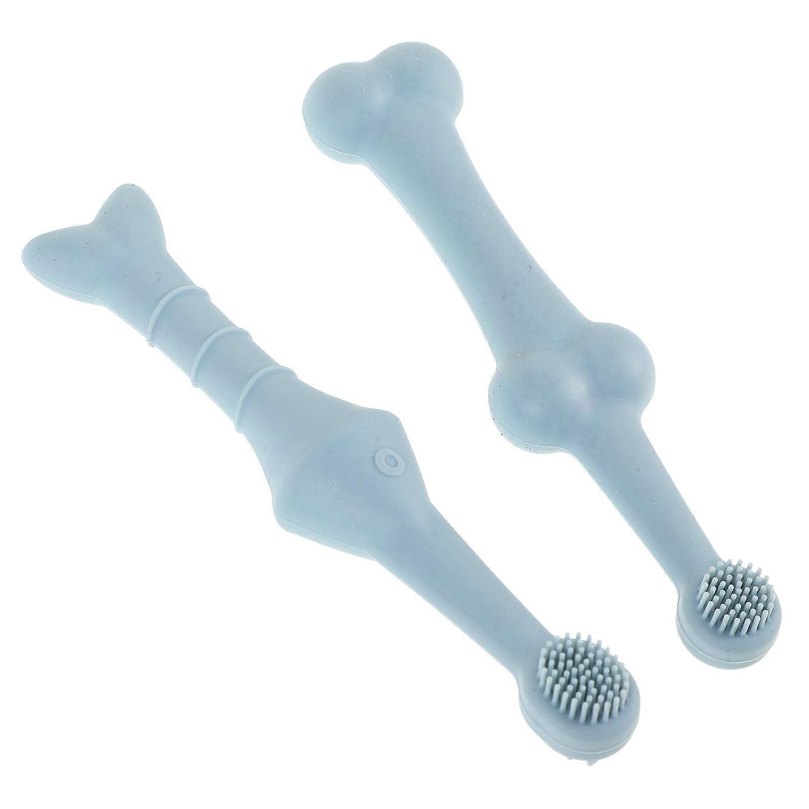 Pet Toothbrush Soft Silicone Oral Care for 2Pcs Teeth Cleaning Kit