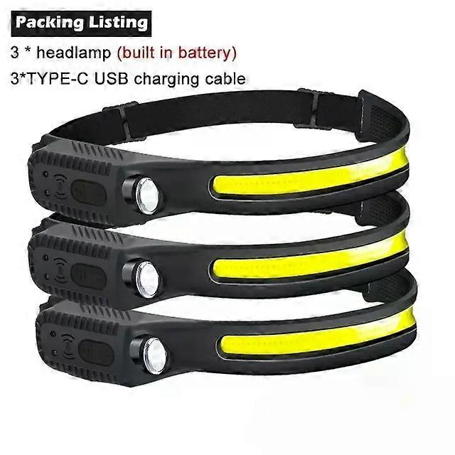 LED Headlamp Sensor Headlight With Built-in Battery Head Flashlight USB Rechargeable Work Light Head Lamp Super Bright Torch