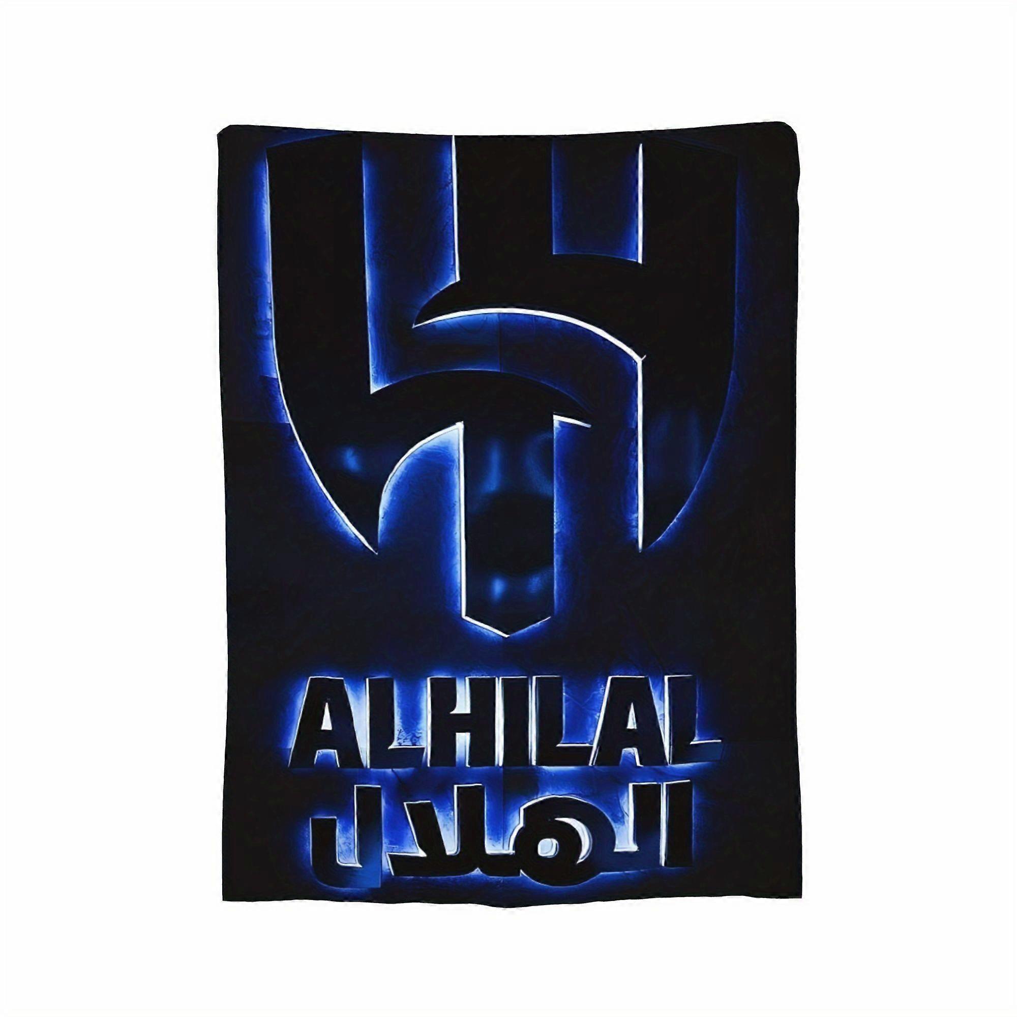 Manta de flanela de luxo Al Hilal - Manta elegante para casa, escritório e viagens - Colcha macia para todas as estações em preto e azul - I-AZXUY159