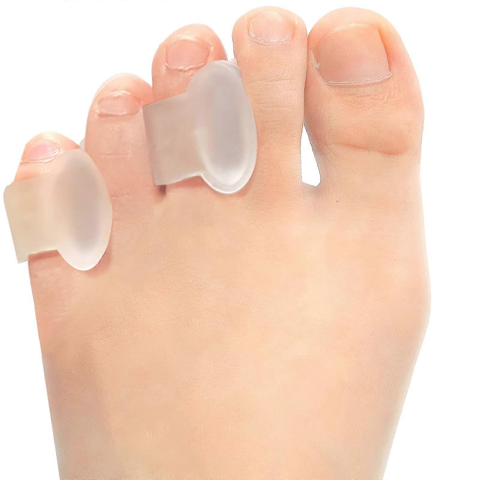 Toe Separators for Pinky Toe Pain Relief, Clear Single Loop Spacers Protect Overlapping Toes, Bunionette, Blisters, 10 Pack