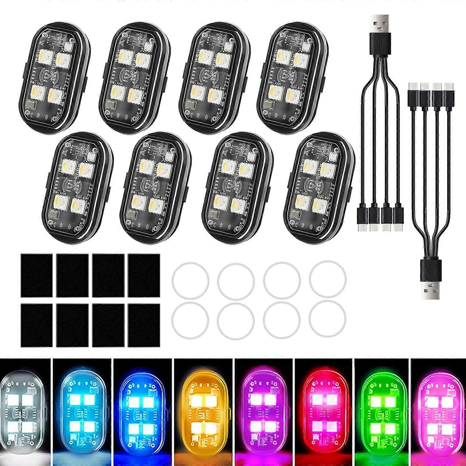 8PCS Wireless LED Strobe Lights with Remote, 8 Colors, 10 Modes, USBC Rechargeable, IP65 Waterproof