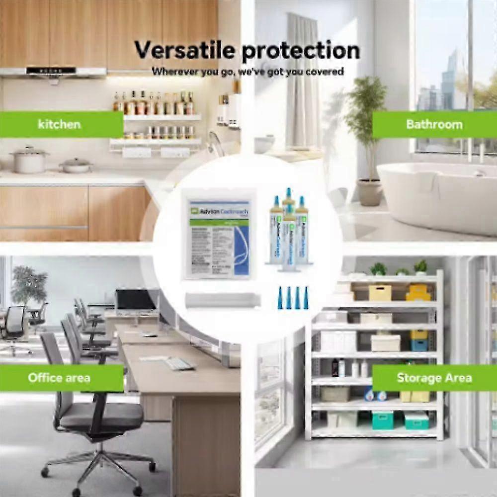 2X Cockroach Gel Bait Roach Control Pest Killer with Plunger Tip for Floor Kitchen