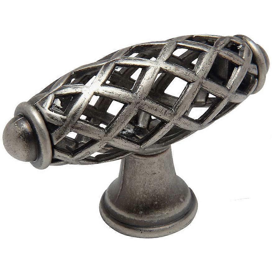 Weathered Nickel Cabinet Pull and Birdcage Knob with Rustic Finish for Drawer and Cabinet Upgrade