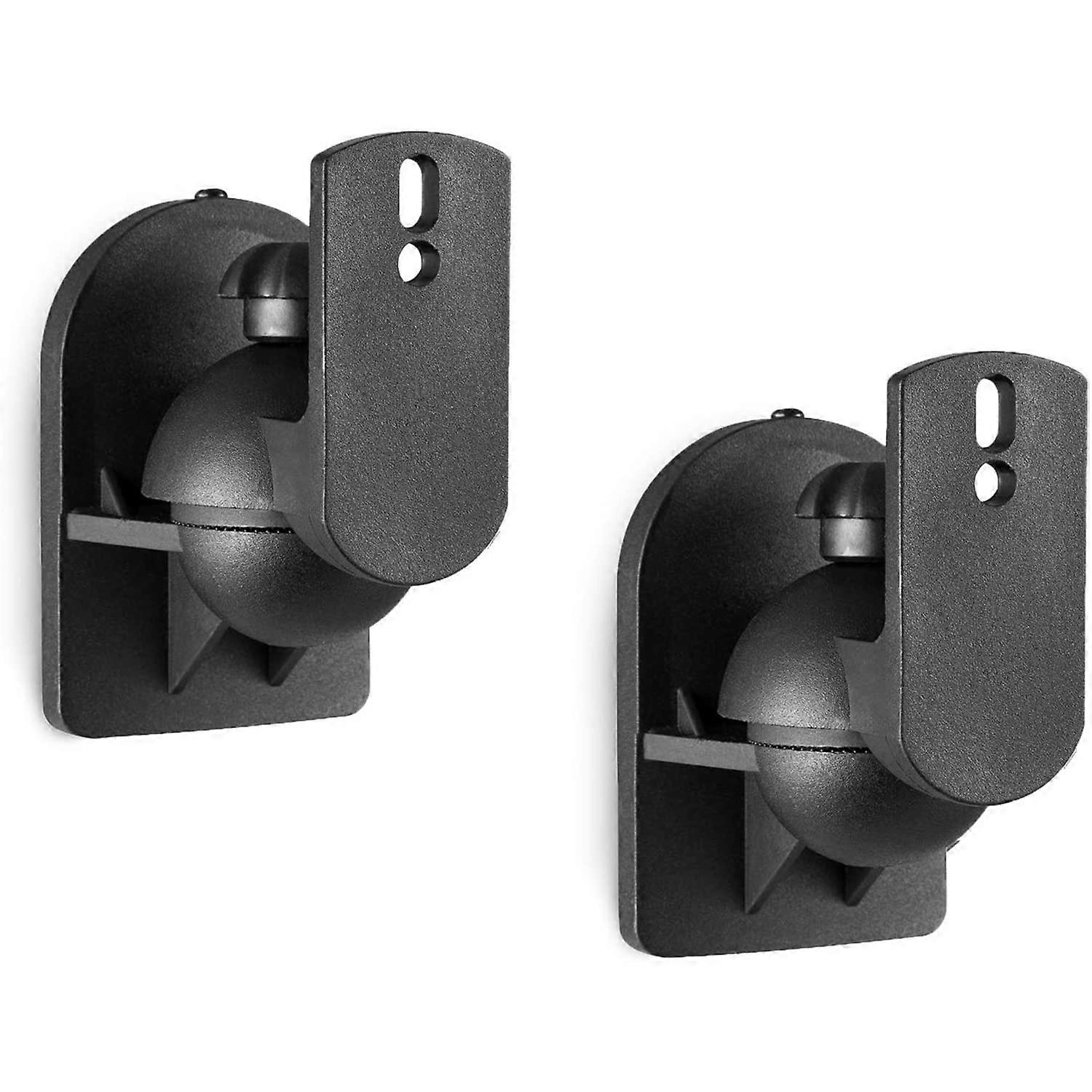 Adjustable Wall and Ceiling Speaker Mount Brackets for Bookshelf Surround Sound, Heavy Duty Black 2 Pack
