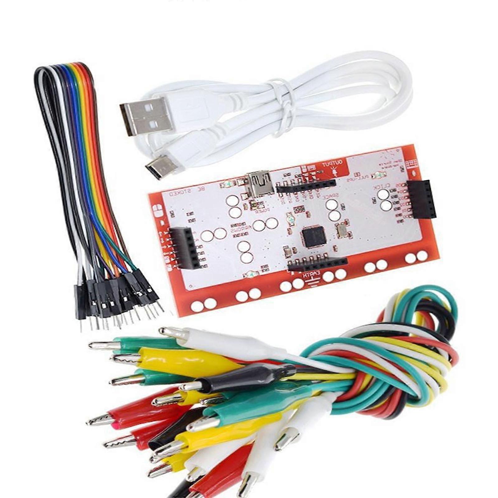 For Makey Main Control Board Controller Module DIY Makey Kit with USB Cable Alligator Clip Wire for Experiments Multicolor