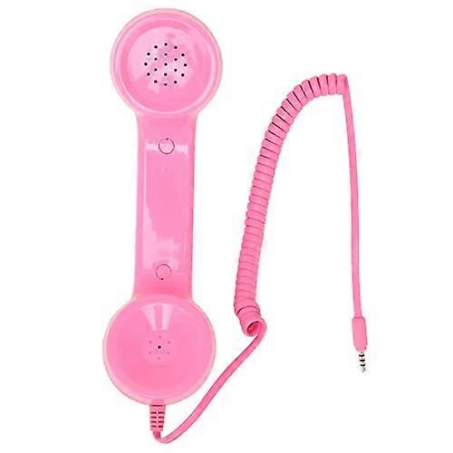 Retro Phone Handset with 3.5mm Plug, Ergonomic Design, Radiation Reduction for Mobile and PC (Light Pink)
