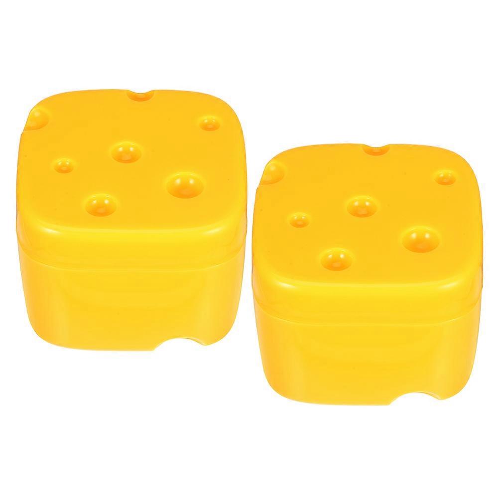 PP Cheese Storage Case for Storage Slice Cheese Container 2Pcs Yellow