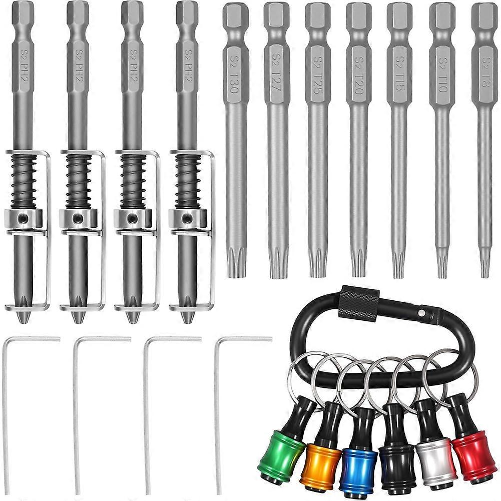 Bit Holder 1/4" Hex Shank Keychain, Spring Loaded Screw Holder Bits, Fast Release Extension Bar Keychain