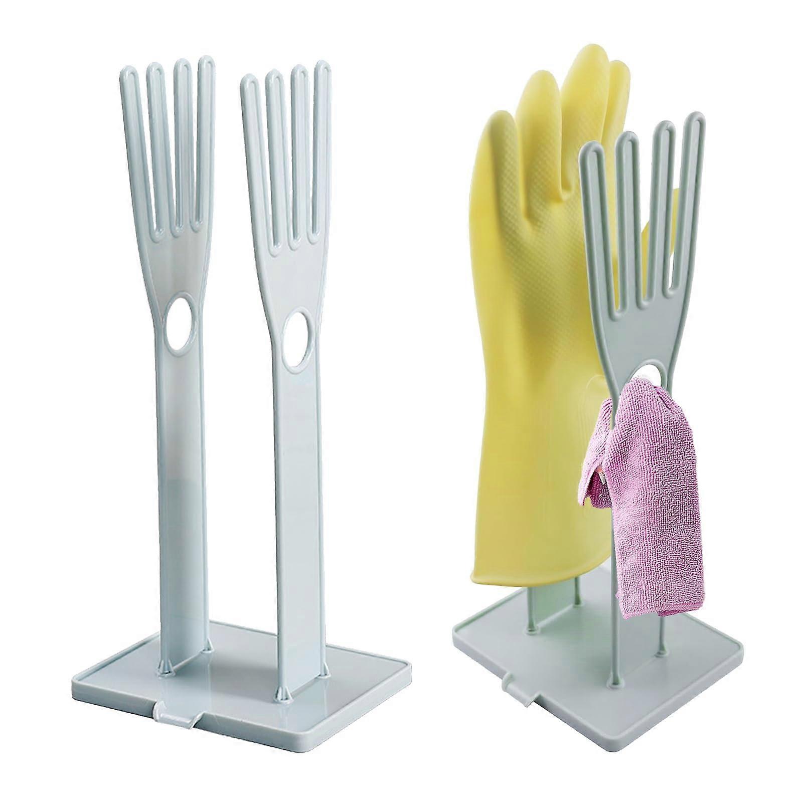 Glove Drying Rack with Drip Tray, Dishwashing Gloves Holder for Kitchen Sink, SpaceSaving ABS