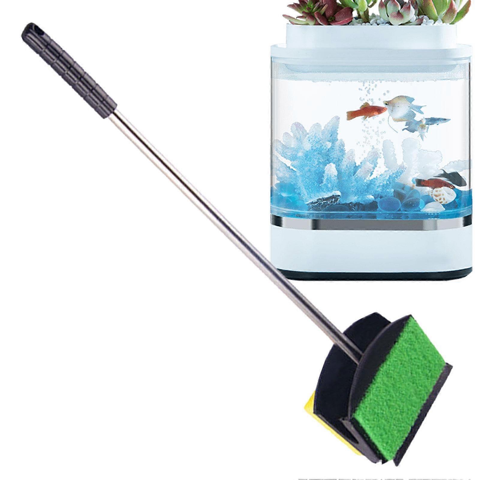 Aquarium Cleaning Brush and Algae Scraper with DoubleSided Sponge, Ergonomic Long Handle