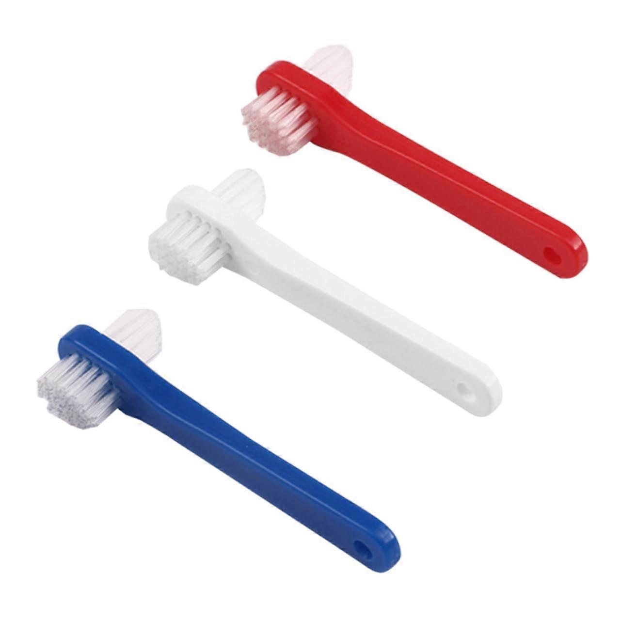 3Pcs Denture Toothbrush with Ergonomic Thick Handle and Compact Brush Head for Braces Cleaning