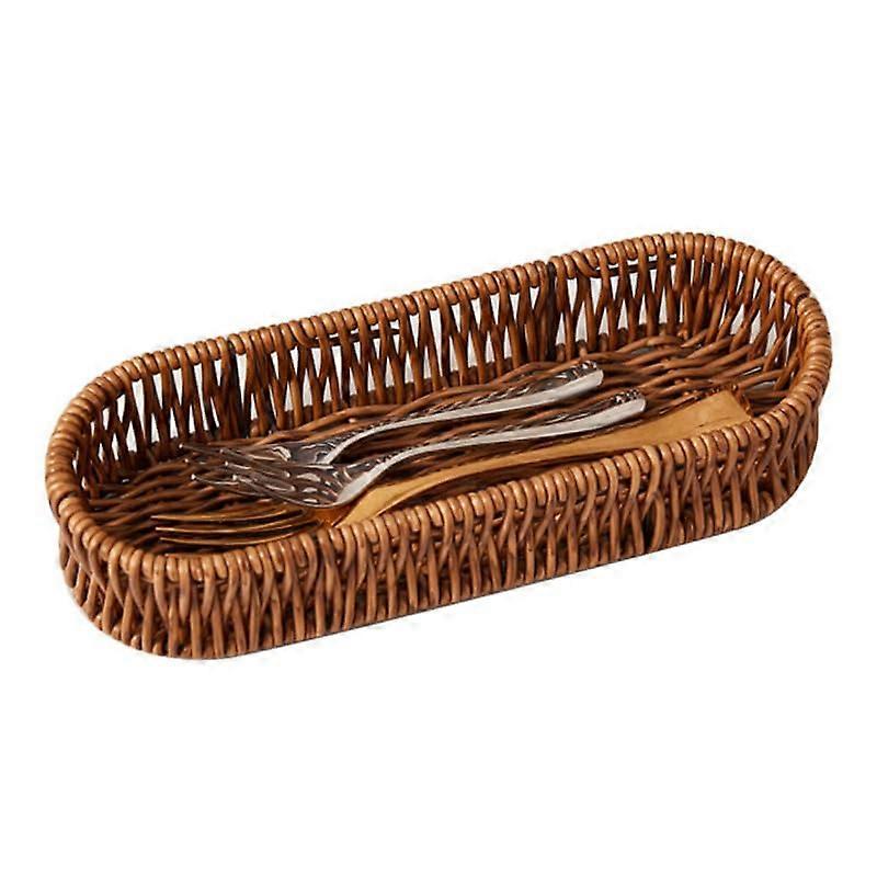 Rattan Bread Basket Multipurpose Kitchen Organizer Rectangular Woven Storage for Home Restaurant Durable Stackable Plastic
