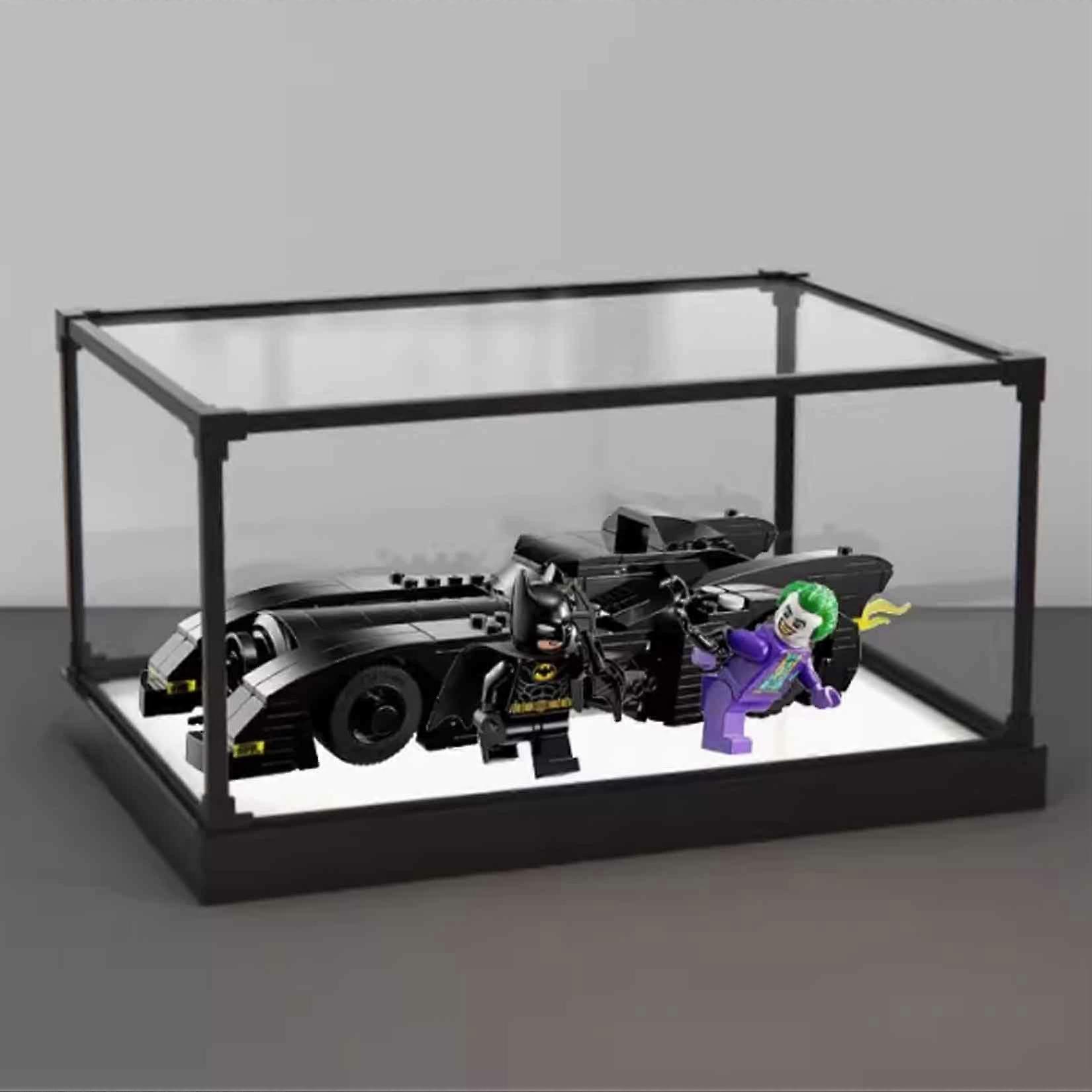 Acrylic Display Case for  76224 Batmobile, Clear Dustproof UV Protection Box with White Base