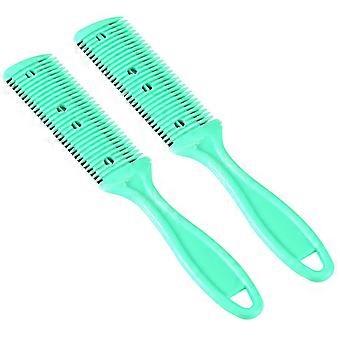 Cuchilla de corte doble para cortes finos, para salón de belleza, peluquería doméstica, recortadora de cabello, peine, edición verde 0125