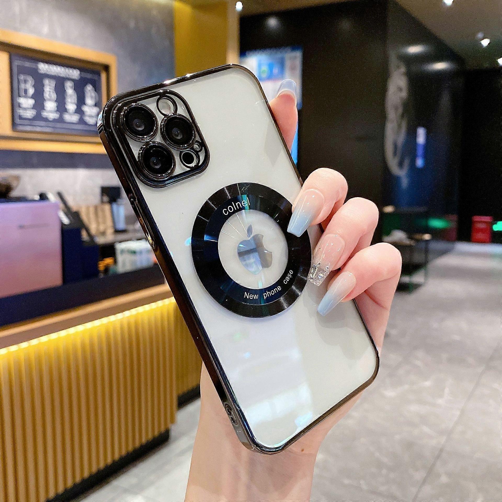 Soft case for iPhone 15, iPhone 12, magnetic CD pattern transparent case for iPhone 13, Pro Max, electroplated case for iPhone 14