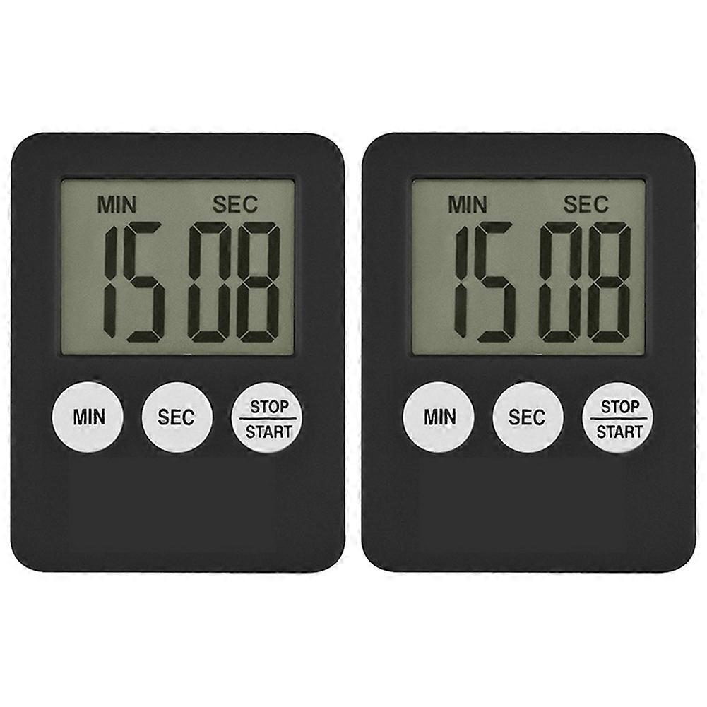 2X Super Thin LCD Digital Screen Kitchen Timer Square Cooking Count Up Countdown Alarm Magnet Clock