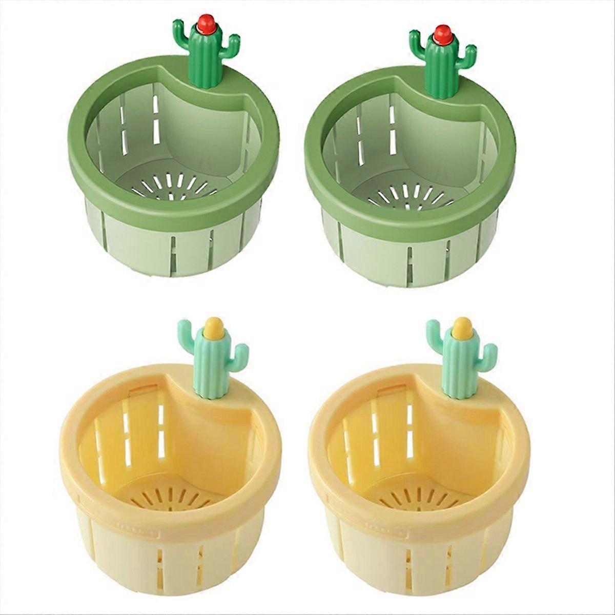 4PCS Plastic Cactus Sink Stoppers,Small Mesh Sink Drain Strainer