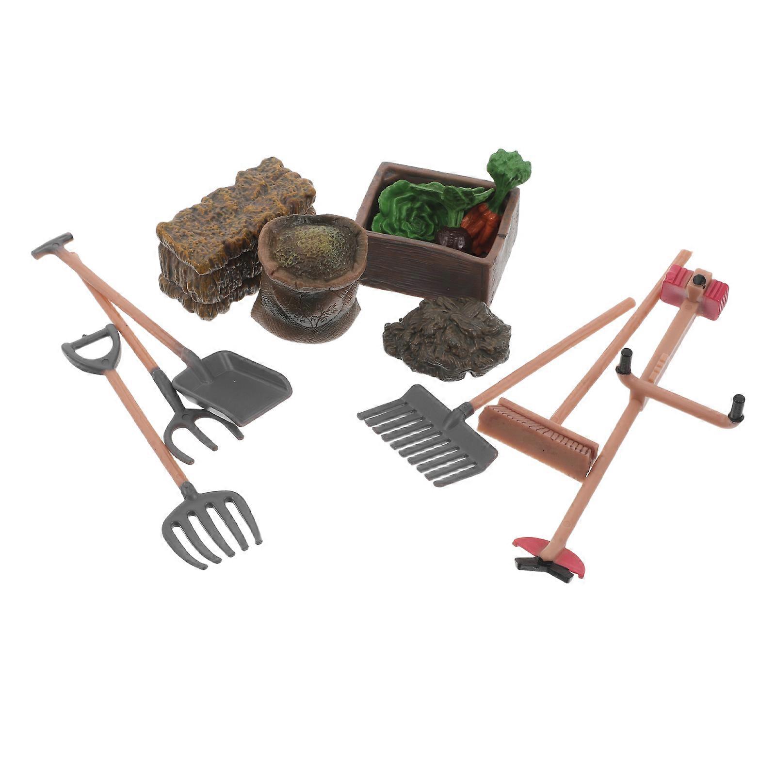 Mini Farm Tools Set for Simulation Cake Topper Scene with Plastic Accessories