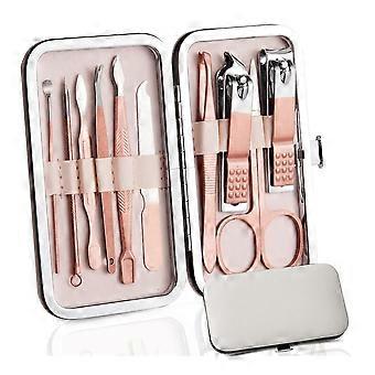 10-in-1 roestvrijstalen manicureset met etui, reisnagelknipperset voor nagelverzorging en als cadeau.
