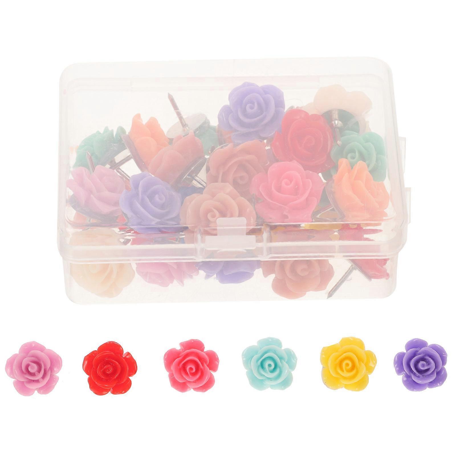 Decorative Push Pin Multi-Function Rose Tacks Household Flower Pushpins 120Pcs
