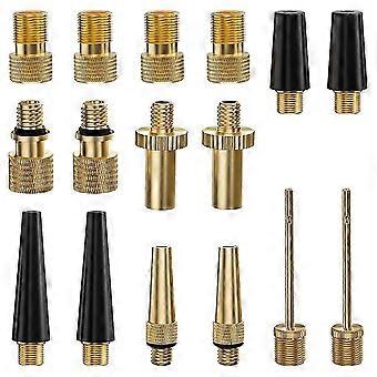 16PCS Premium Bicycle Presta Schrader Valve Adaptor, Including Ball Pump Needle, Bike Pump Adapter Edition 0327