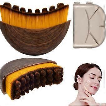 Walnut Lymphatic Face Brush — Soft Bristle Contour & De-Puffing Tool