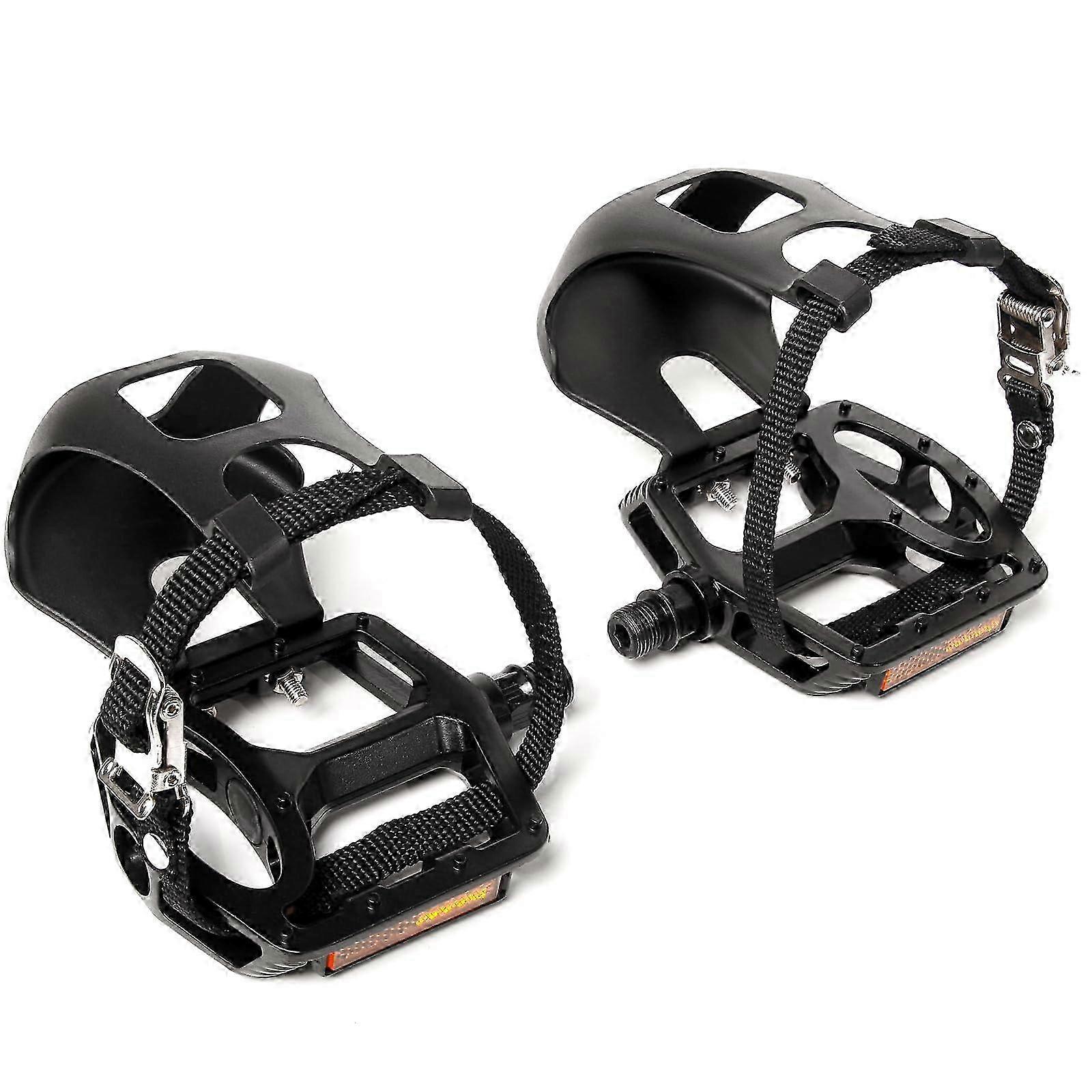 Toe clip pedals for Peloton compatible bikes black 2pc