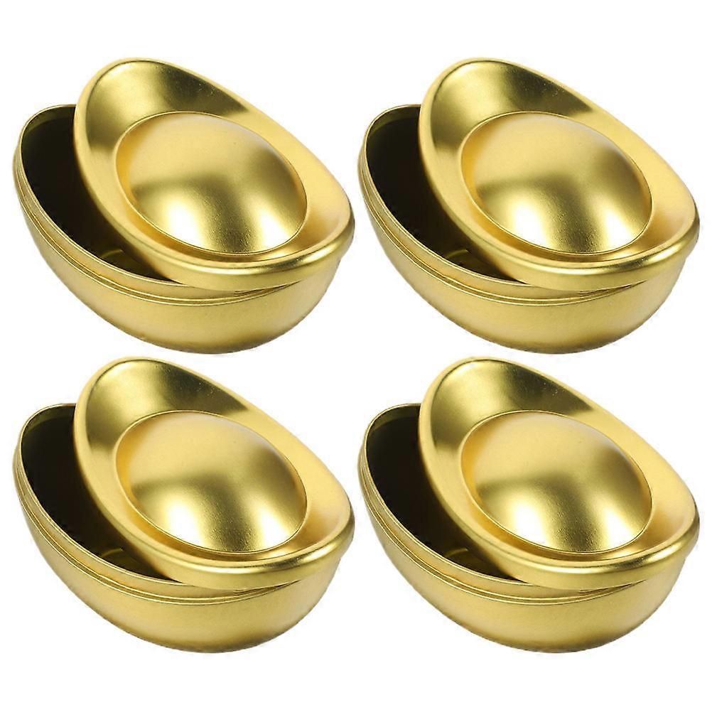 4pcs Empty Tinplate Candy Boxes Ingot Shaped Candy Box Biscuits Candy Treat Boxes