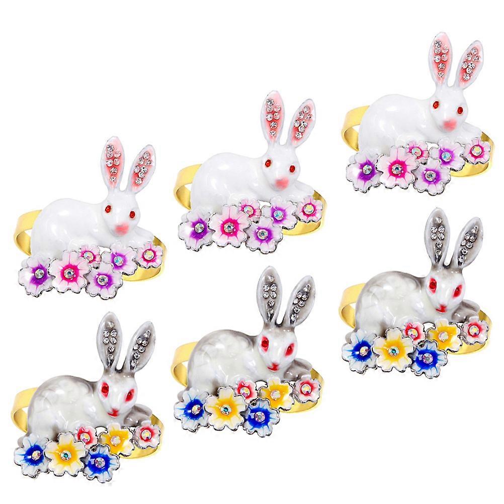 Rabbit Shaped Napkin Ring for Decor with 30Pcs Easter Bunny Buckles