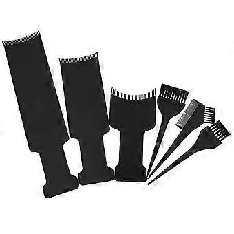 Hair Dyeing Kit Black Hair Dyeing Brushes Highlights Plates Usage 6Pcs