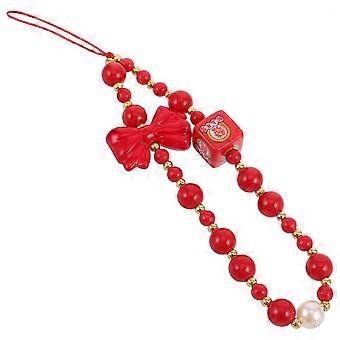 Cell Phone Charms Beaded Phone Chain for Decoration with Red Detachable Strap