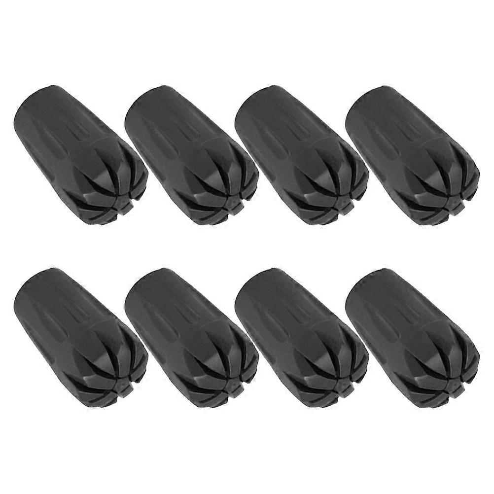 Trekking Cane Protector Black Rubber Tips for Hiking Pole 8Pcs Pack