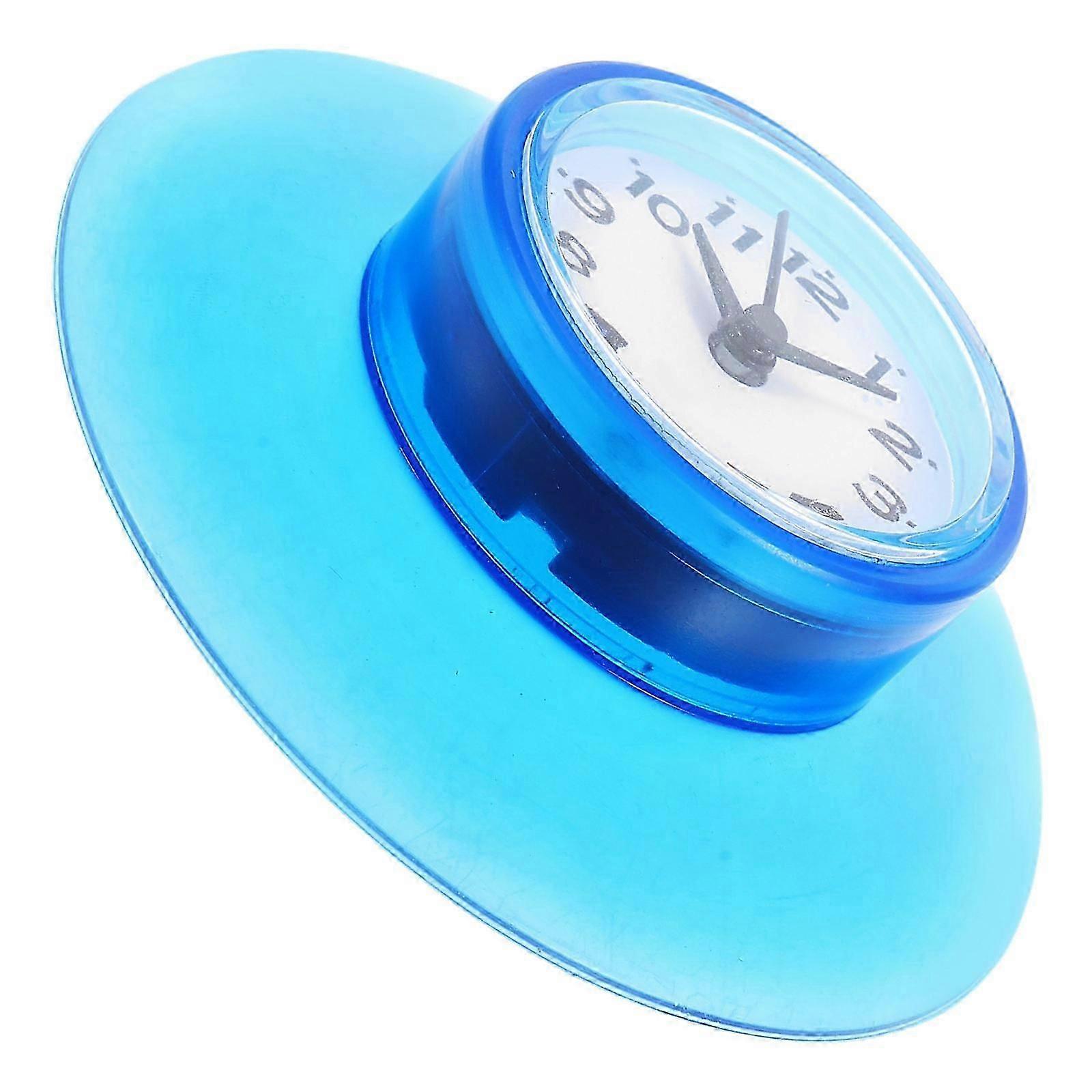 Blue Waterproof Suction Cup Wall Mount Bathroom Clock